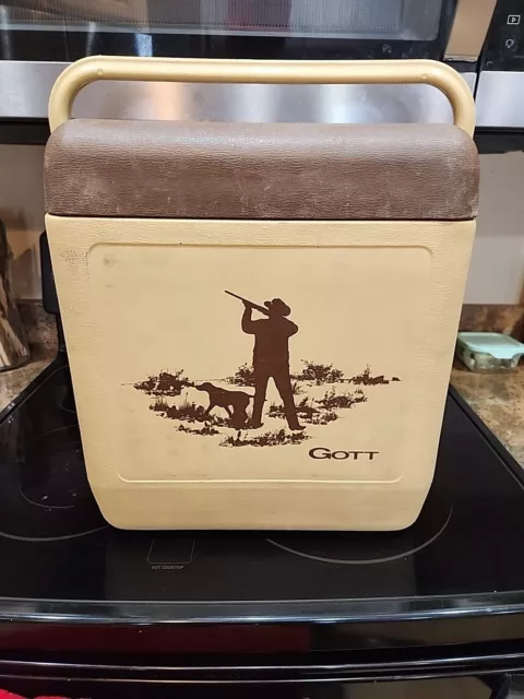 LARGE VINTAGE BROWN Gott Tote 18 quart cooler hunting fishing ice chest  retro $43.99 - PicClick