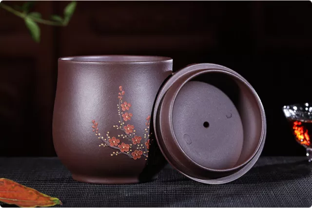 420cc Chinese Yixing Zisha Clay Pottery Handmade Flower Pattern Tea Cup Teacup 2