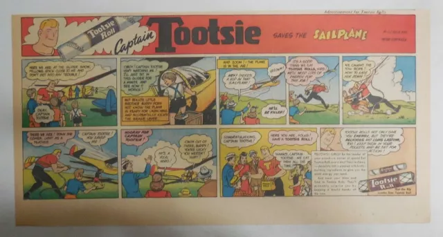 Tootsie Rolls Ad: Captain Tootsie by CC Beck Sail Plane 1947 Size: 7 x 15 inches
