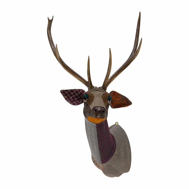 CAROLA VAN DYKE Faux Taxidermy Textile Fabric Deer Stag Animal Head