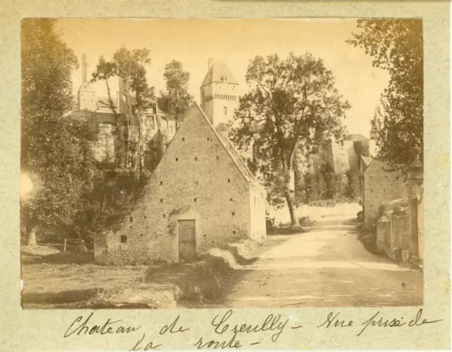 France, Château de Creully, vue prise de la route, ca.1890, vintage albumen prin