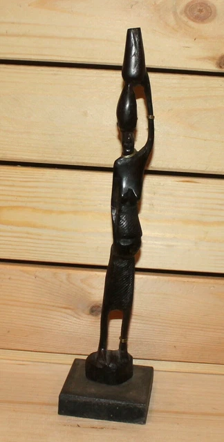 Buste Sculpture Africain en Bois Dur Sculpté à la Main