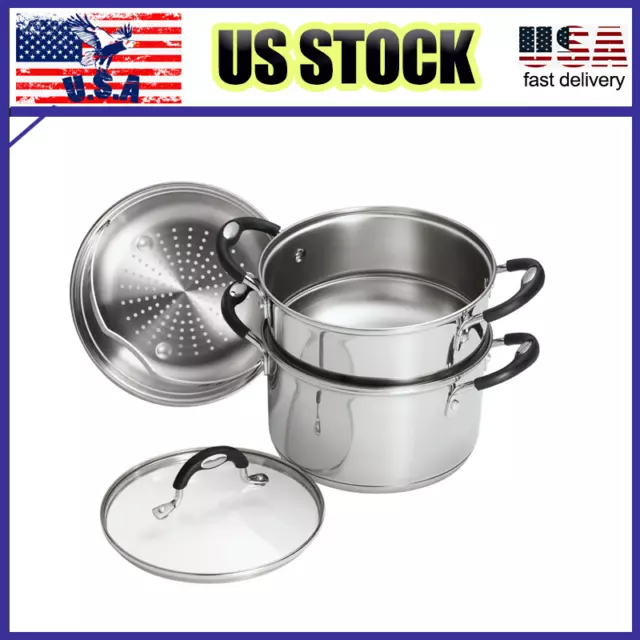 New Tramontina Stainless Steel 3 Quart Steamer & Double-Boiler, 4 Piece