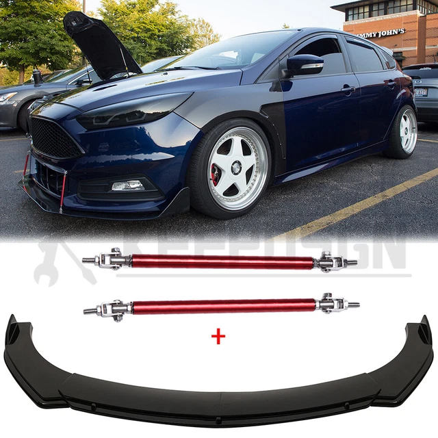 FRONT BUMPER LIP Spoiler Splitter Body Kit + Strut Rods For Ford Focus