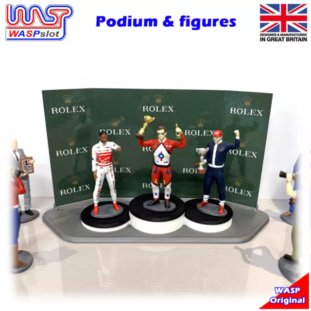 Coche Ranura Trackside Decoración Podium Y 3X Conductor Figuras 1 :3 2 Escala