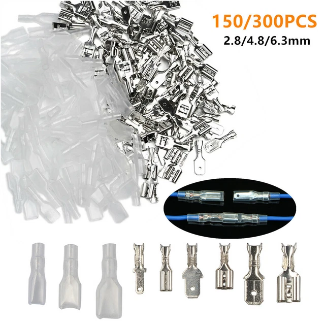 200x Flachstecker Flachsteckhülsen Kabelschuh Mit Isolation