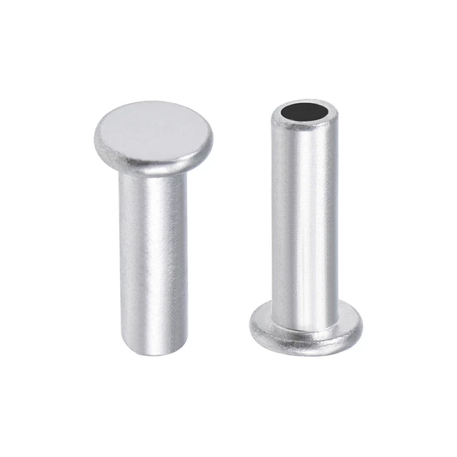 100 pz M6 x 20mm alluminio testa piatta rivetti Semi-Tubolare tono argento