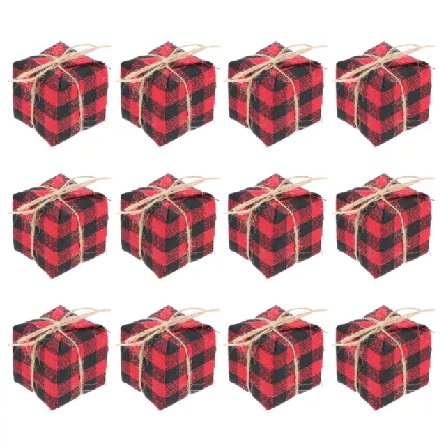 12 Pcs Rouge Tissu Décorations De Noël Petits Cadeaux Tentures