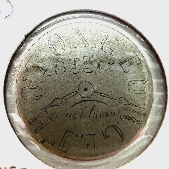 LOVE TOKEN ENGRAVED: 1883 Nickel GT Fox Lincoln Assassination Clock COBM-540