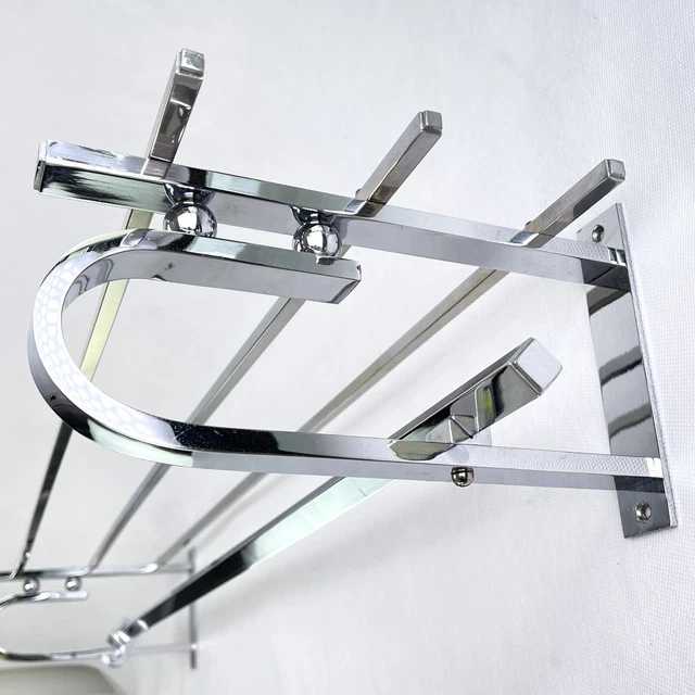 Art Deco Wardrobe Wall Coat Rack 1930er Years Silver Chrome Approx. 100 CM