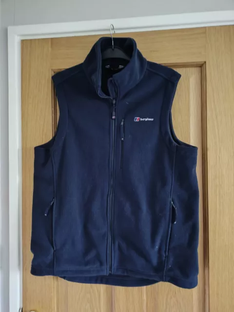 Mens Berghaus Navy Blue Sleeveless Zip Fleece Gilet Bodywarmer L.