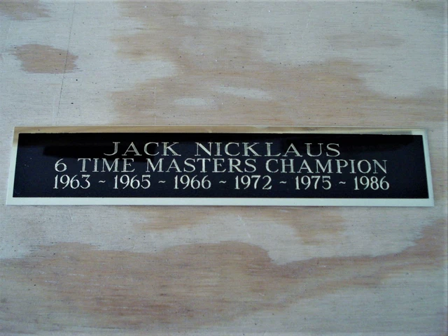 Jack Nicklaus 6X Masters Champion Nameplate For A Framed Golf Flag 1.5" X 6"