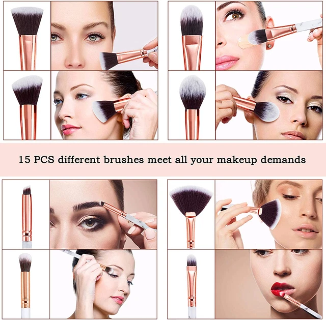 Pennelli Make up FILY  15 Pezzi Set Di Pennelli per Trucco in Marmo Premium Sint 5