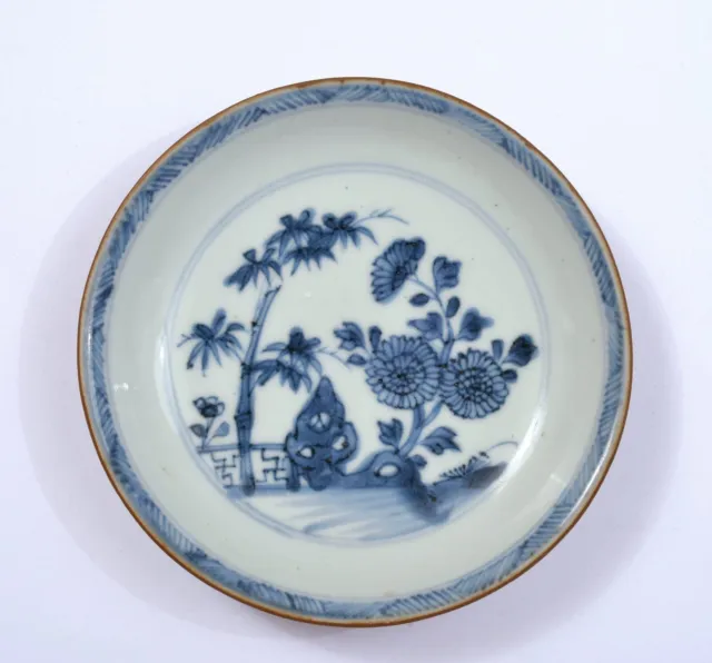16C Chinese Export Blue & White Batavian Bamboo Nanking Cargo Dish Plate