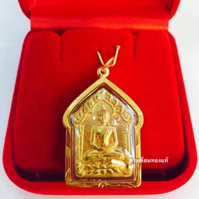 thai Amulet Phra Khun Phaen Pendant Pure Gold Waterproof Frame LP Kruba Na Luck