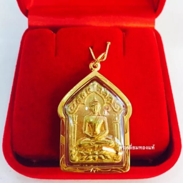 thai Amulet Phra Khun Phaen Pendant Pure Gold Waterproof Frame LP Kruba Na Luck