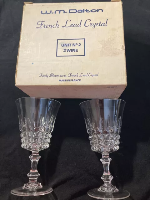 Vintage W.M. Dalton French Lead Crystal Unit No.1- 2 Goblets- New in Box