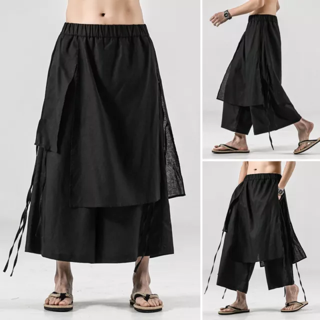 Men's Gothic Punk Trousers Irregular Loose Fit Skirt Pants Harem Pants Trousers