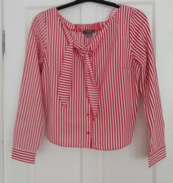 Lovely Red and white striped blouse with tie at front, size 16. Primark