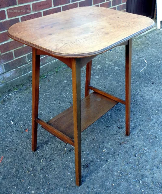 Edwardian antique Arts Crafts solid oak lamp side hall console occasional table