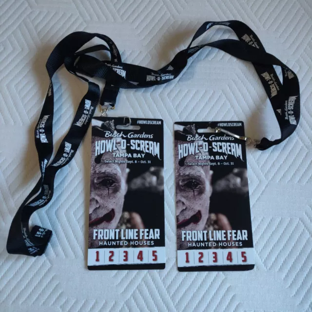 Tampa Howl O scream Express Pass Busch Gardens (2 Lanyards) Unused Use Any Night