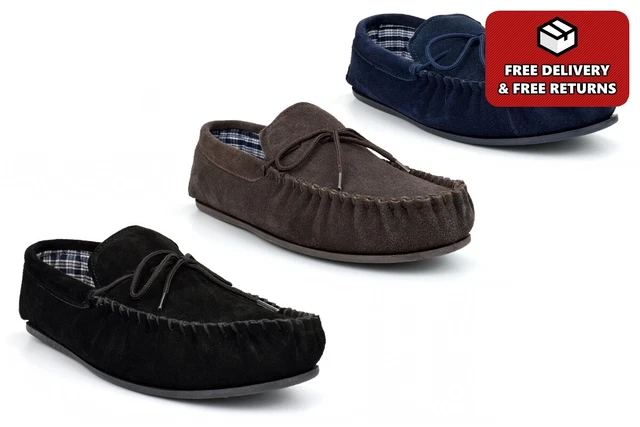 Pantofole mocassino extra large da uomo pantofole in pelle scamosciata pantofole da uomo mocassino