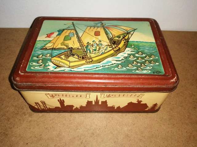 Boîte tôle métal avec serrure motifs asiatique Japon