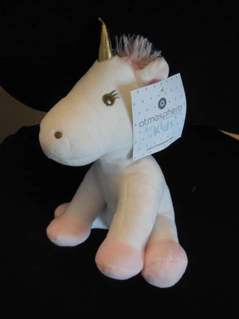 166/ doudou peluche licorne blanche rose doré or ATMOSPHERA