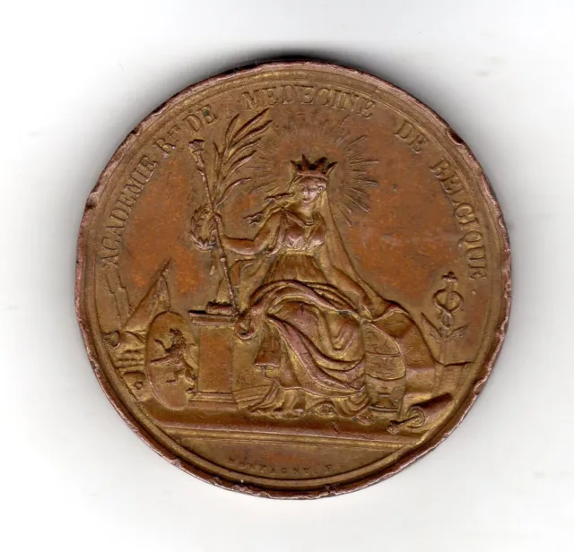 Médaille JETON ACADEMIE DE MEDECINE DE BELGIQUE ( 1840 ) RUE RICHER 12 A PARIS