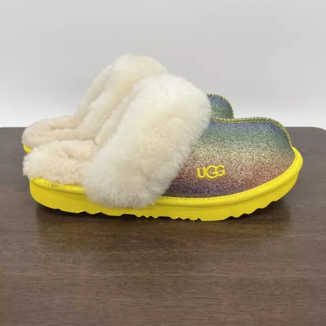 UGG Cozy II Glitter Big Girls Shearling Slide Slippers Multicolor Size 4 NEW