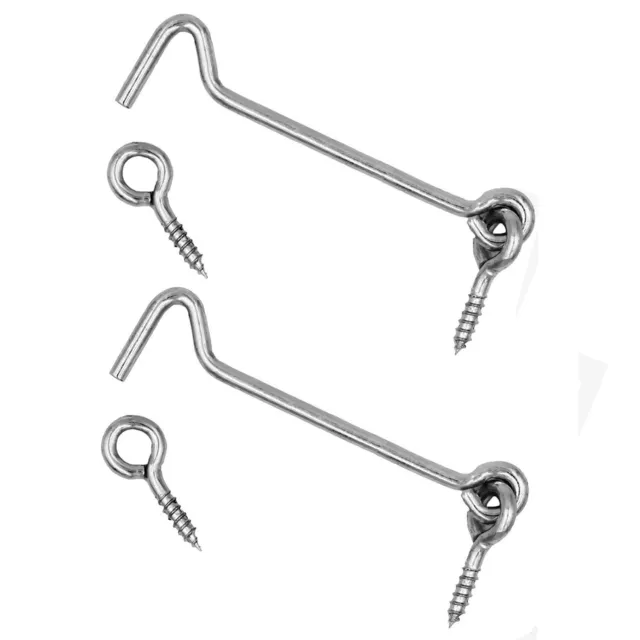 2 Set 5" inch Heavy Duty Zinc Plated Steel Hook & Eye Door Cabin Latch Farm Barn