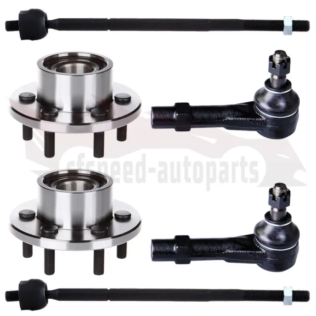 6 Pieces Wheel Hub & Bearing Assembly and Tie Rods Fit for 1997-99 Dodge Dakota