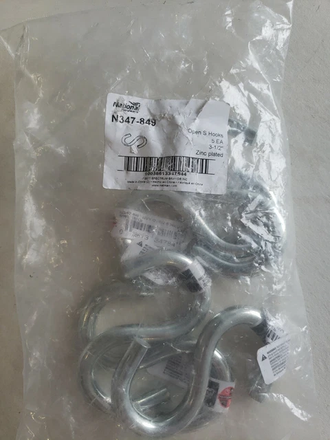 National 3-1/2 In. Zinc Heavy Open S Hook N347849 Pack of 5