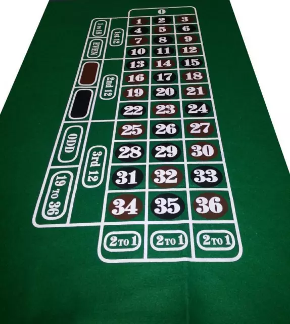 Dark GREEN Roulette Casino Cloth - Layout - Baize Free P+P - Vivid Colours