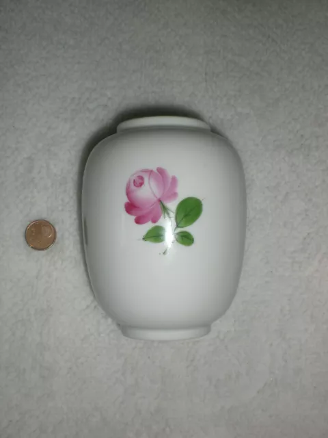 Augarten Wien kleine Vase mit grünem Rand Wiener Rose Höhe 9,9 cm