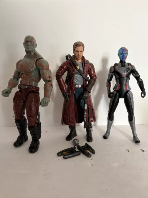 Marvel Legends Guardians Of The Galaxy lot: Groot BAF Drax & Starlord. & Nebula