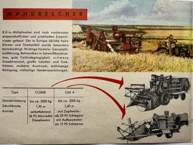Prospekt / Faltblatt mit Landmaschinen von Köla / KÖDEL & BÖHM, ORIGINAL