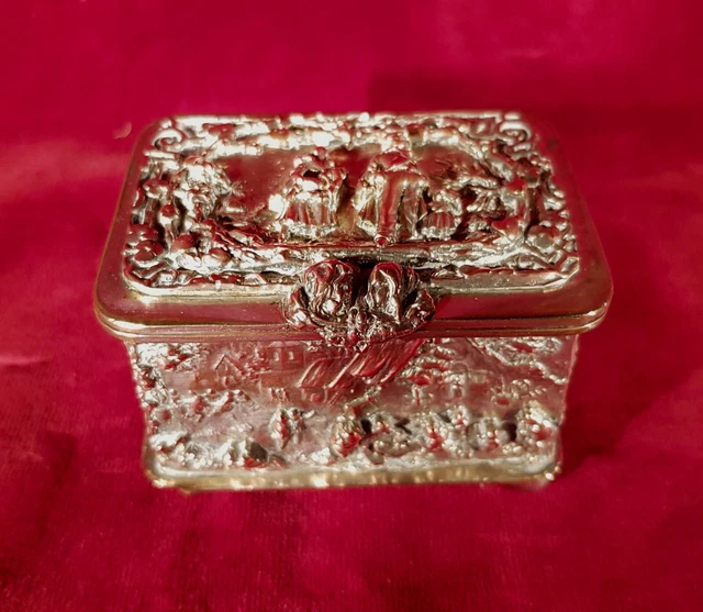 Boîte à Bijoux Ancienne En Métal Argenté Napoléon III - Croix De Lorraine, Occasion