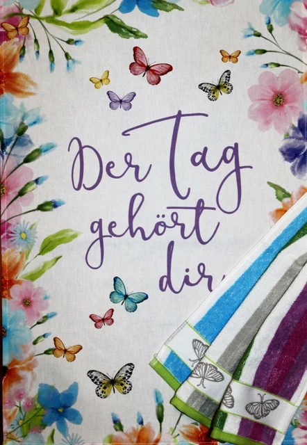Kracht Geschirr-Küchen-Trockentuch "Der Tag..." Digitaldruck Baumwolle Frottier