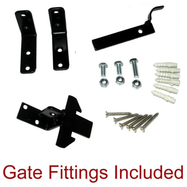 METAL GARDEN GATE BLACK WROUGHT IRON, TO FIT 93 - 98cm WIDE OPENING, LOCKABLE 3