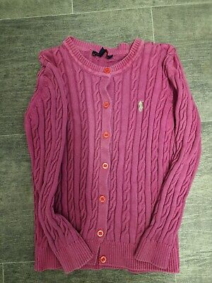 Ralph Lauren Polo Girl's Pink  Cable Jumper Cardigan - Size Age 6