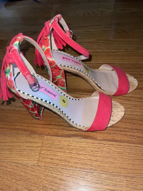 Betsy Johnson Watermelon Strap Heels Size 8