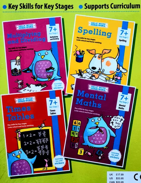 Kids 7+ Books Spelling Maths Times Tables Multiplying Dividing Homework Help New