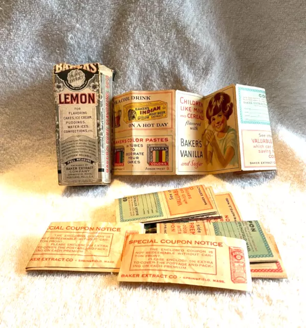 Vintage Advertising Baker Extract Company Premium Coupons Box Ephemera