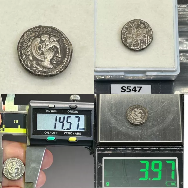 (3.97gr) Ancient Greek silver coin AR drachm Alexander wonderful very rare!#S547