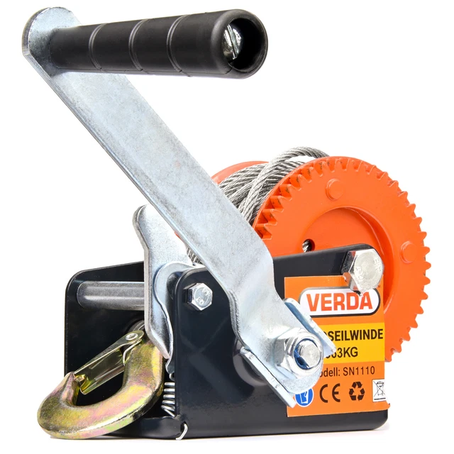 Treuil Manuel Toolland 250kg - Palan à Manivelle, Ratio 3:1, Acier Inoxydable, Pour Remorque/levage