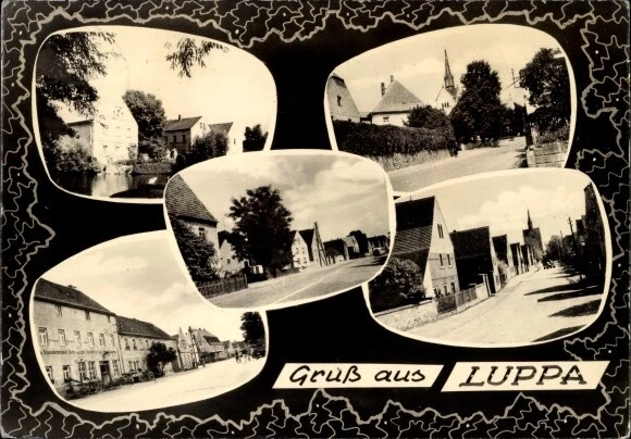 Ak Luppa Wermsdorf in Sachsen, Stadtansichten, Straßenpartie, Kirche - 3913726