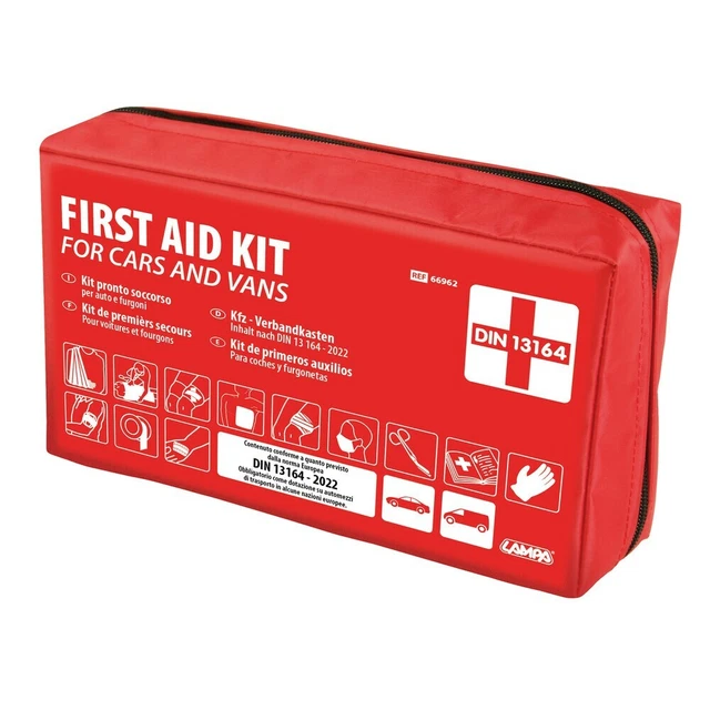 Kit pronto soccorso per auto furgoni conforme N.E. DIN 13164 Sicurezza Ferite