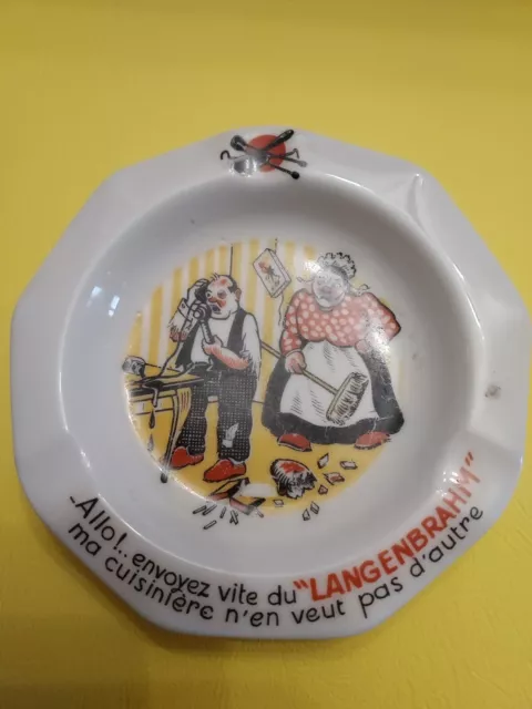 Ancien Cendrier limoges Publicitaire Langenbrahm Jean Pierret Paris Humoristique
