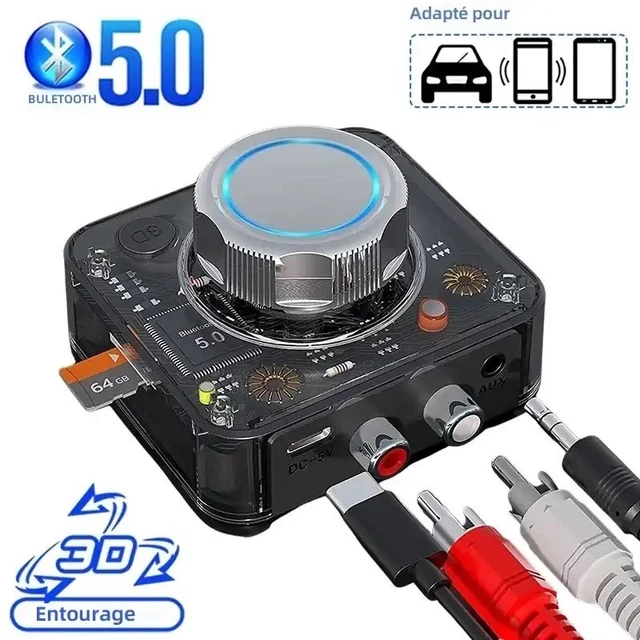 NFC Bluetooth 5.1 RéCepteur 3.5Mm AUX RCA Jack HIFI StéRéO Audio Adaptateur BT